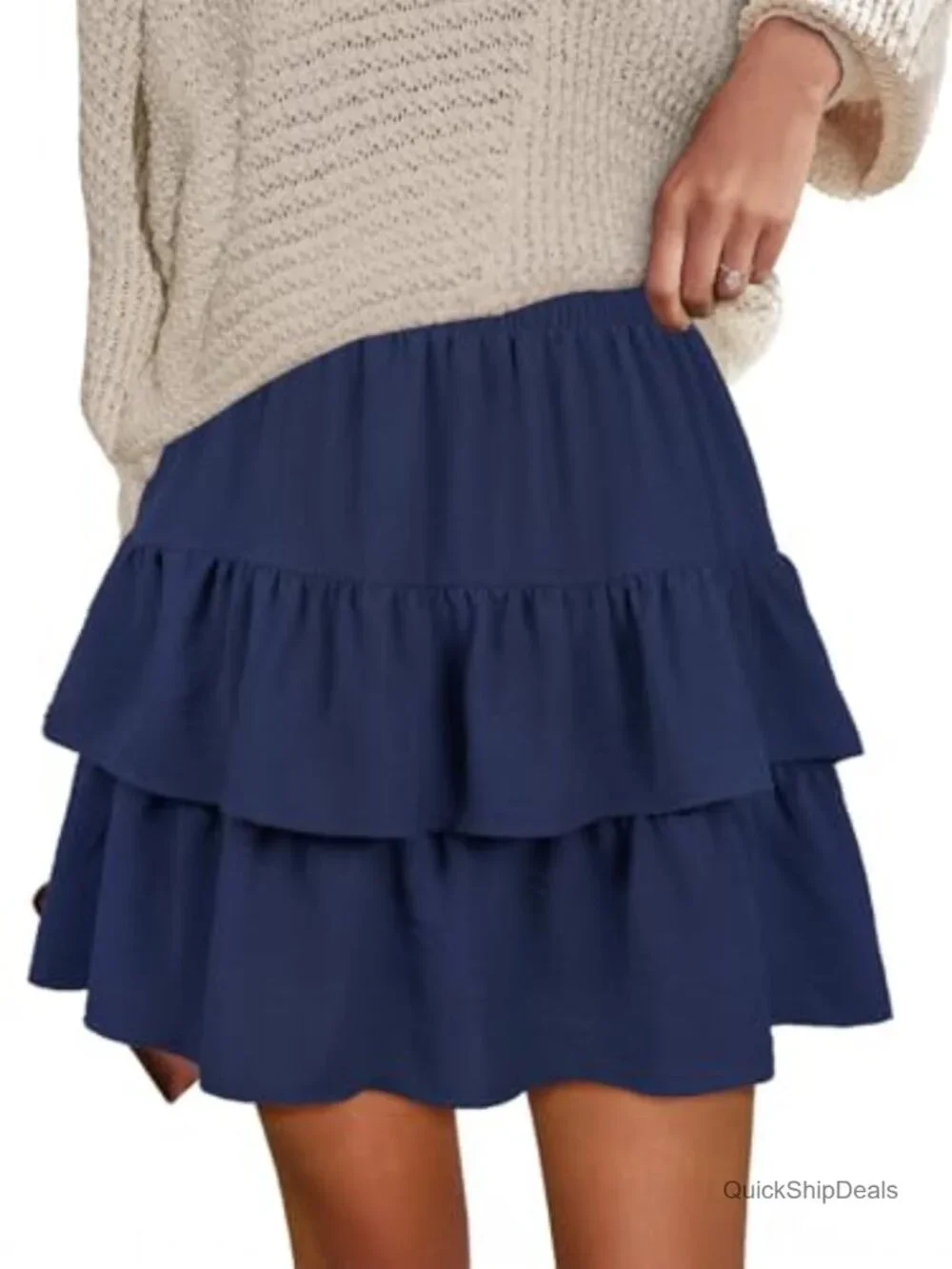 Women's High Waist Ruffle Mini Skirt Flowy Tiered A-Line Summer